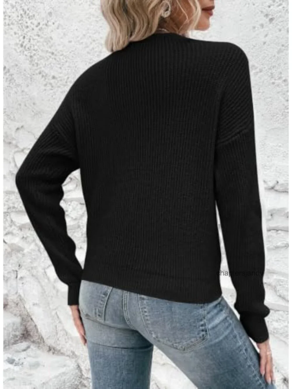 Deep V Neck Twist Front Cropped Knit Sweater Long Sleeve Pullover